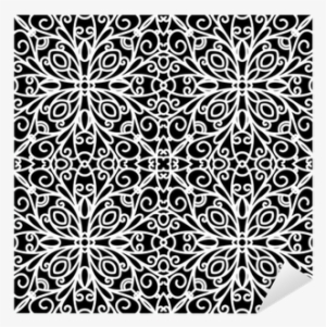 White Lace Ornament On Black, Seamless Pattern Sticker - Ornament #3183183