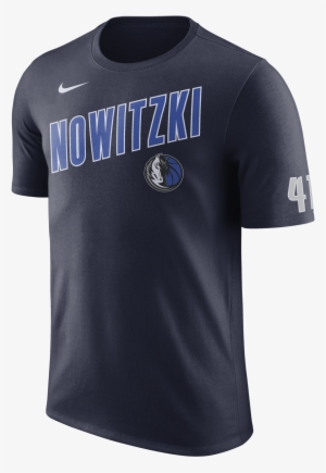 Dallas Mavericks Nike Dirk Nowitzki Name Navy Tee - New York Knicks Tshirt #3183830