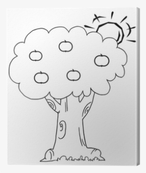 Outline Of The Sun Behind An Apple Tree Canvas Print - Work Sheet For Nursery Class #3185280