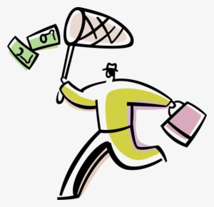 Vector Illustration Of Businessman Chases Financial - Saving #3186039