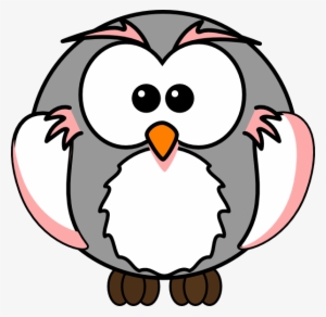 Pink Owl Png - Grey Cartoon Owl #3186517