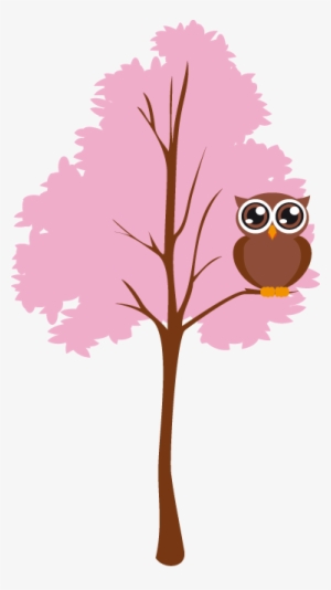 Pink Tree And An Owl Kids Sticker - Hootin' For You Envelope Seals #3186611