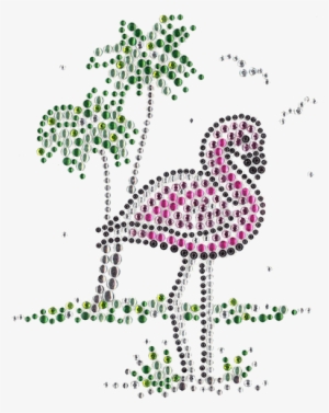 Pink Flamingo W/palm Trees - Cross-stitch #3186735