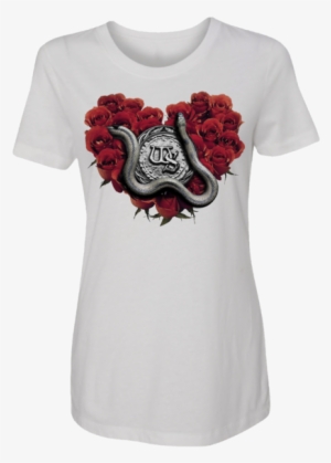 Rose Heart Ladies Tee - Heart Of Roses Tile Coaster #3187535