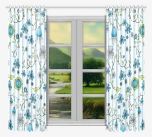 Bright Blue Window Curtains - Curtain #3190383
