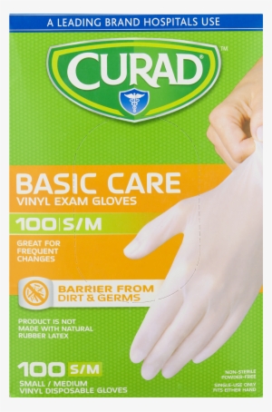 Curad Basic Care Vinyl Exam Gloves, Small/medium, 100 - Assorted Sheer Wound Bandages #3190807