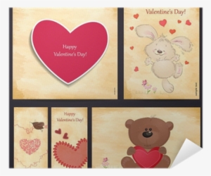 Set Of Romantic Greeting Cards Happy Valentine's Day - Valentine's Day #3191142