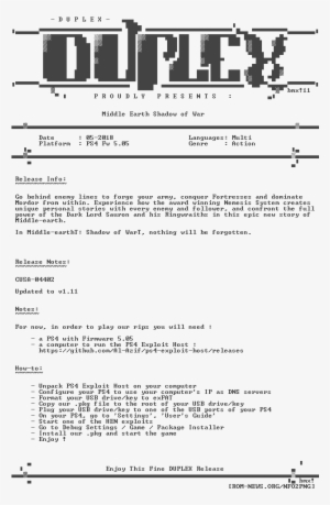 Middle - Earth - Shadow - Of - War - Ps4-duplex - - Ps 4 Duplex #3191963