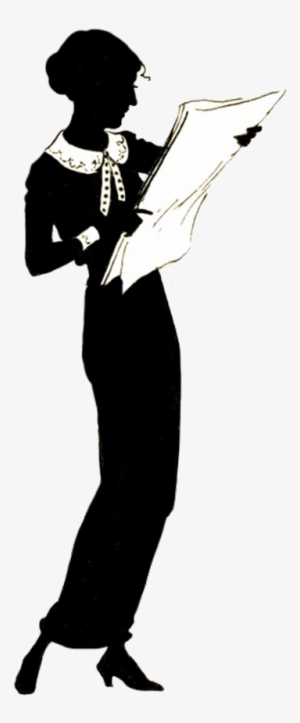 Woman Reading Newspaper Silhouette - Marching Band #3192746