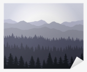 Blue Fog Coniferous Forest And Mountains Background - Forest #3193480