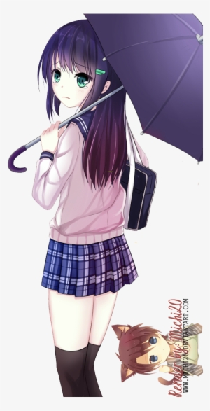 Blushing Cute Anime Girl School Uniform Drawing