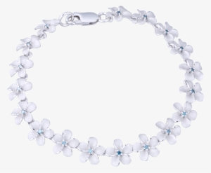 14k White Gold Plumeria Bracelet With 18 Blue Diamonds - Gold #3196518