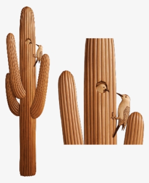 Intarsia Woodworking Pattern Of A Saguaro Cactus With - Cactus #3196900