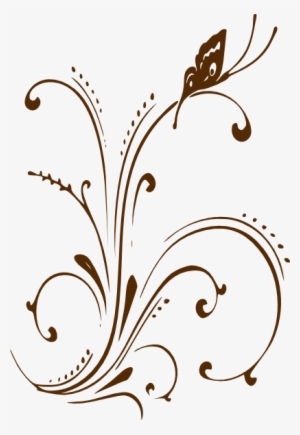 Brown Scroll Border - Butterfly Clipart Black And White Border #3197093