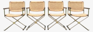 4 Vintage Regency Style Director Chairs With Rattan/rope - Director's Chair #3198322