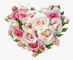 Heart Shaped Flower Decoration Vector - Pink And White Rose Background #3198741