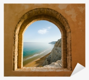 Arched Window On The Coastal Landscape Of A Bay Sticker #3199130