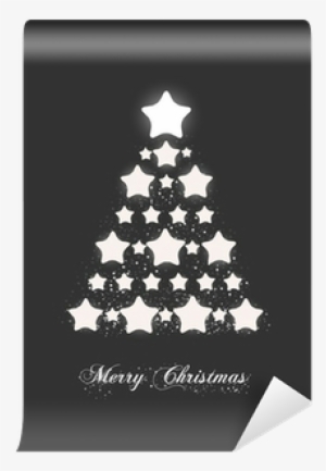 Abstract Silver Christmas Tree Made Of Stars Wall Mural - Christmas Tree #3199399