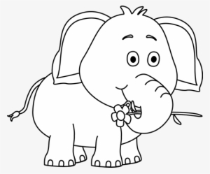 Cute Elephant Drawings - Cute Elephant Clipart Black And White #3199685