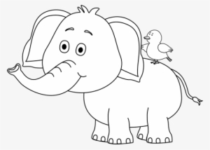 Black And White Elephant And Bird - Circus Clipart Black And White #3199805