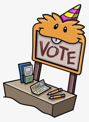 Vote Booth With An Orange Puffle - Voting Booth Cartoon Png #322564