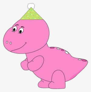 Pink Dinosaur Wearing A Party Hat Clipart - Dinosaur With Party Hat Clip Art #323030