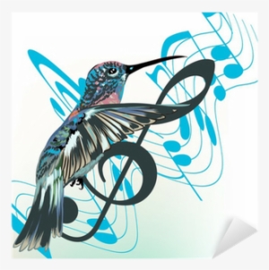 Music Background With Notes, Treble Clef And Hummingbird - Hummingbird Silhouette With Music Notes #323244