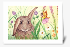 Bunny With Spring Fairy Greeting Card - Fairy #323412