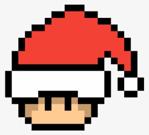 Santa Hat Mario Toad - Pixel Art Mario Mushroom Pac Man #324021