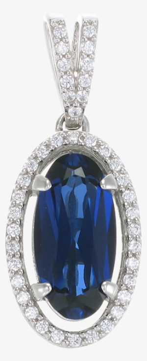 Oval Blue Sapphire Pendant With Halo - Locket #325958