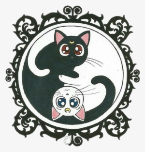 Sailormoon Sailor Luna Artemis Clipart Black And White - Yin Yang Cats Sailor Moon #328756