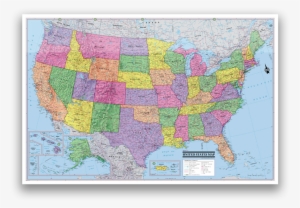 Usa Map Png Download - United States Wall Map Poster 36x24 Rolled Laminated #329334