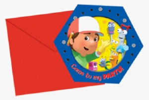 Invitations And Envelopes - 6 Handy Manny Folded Invitations #3201903