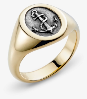 18ct Yellow Gold Small Oval Hopes Anchor Signet Ring - Ring #3202754