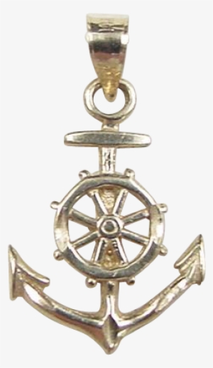 Vintage 14k Gold Anchor And Ships Wheel Charm - Anchor #3203102