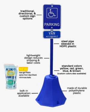 Blue Octagon Sign Base With Sign Pole And Handicap #3204576