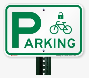Parking Sign With Cycle And Lock Symbol - Parking Sign #3204661