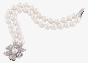 Roll Over Image To Zoom In - Double Strand Pearl Bracelet With Pavé Flower #3204813