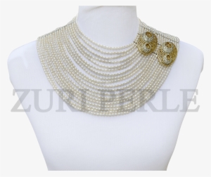 White Fresh Water Pearls Multi Strand Necklace Earrings - Necklace #3205039