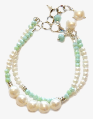Two Strands Of Potato And Freshwater Pearls, Turquoise - Bracelet #3205355