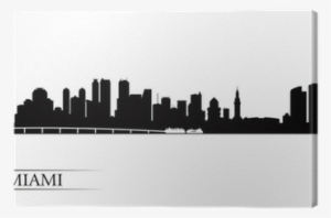 Miami City Skyline Silhouette Background Canvas Print - Silhouette Miami Skyline Logo #3207245