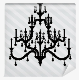 Silhouette Of Luxury Chandelier On A Striped Background/ #3207881