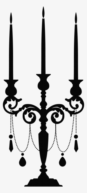 Chandelier Tattoo, Silhouette Clip Art, Vintage Clip - Candle Light Wall Sticker - Orange #3208034