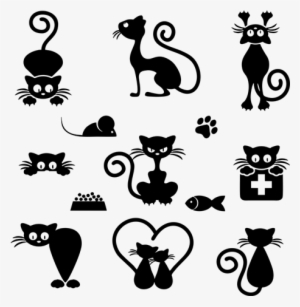Kit Infantil Animal Gatitos Cat Silhouette, Cat Drawing, - Dibujos De Gatos Kawaii #3209332