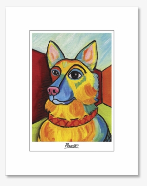 German Shepherd Pawcasso Matted Print #3209667