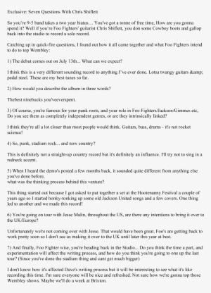 7 Q's With Foo Fighter's Chris Shiflett - Document #3219126