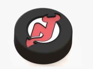 New Jersey Devils Logo On Ice Hockey Puck 3d Print - Circle #3219274