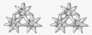 Flower Earring Stud Sterling Silver White Gold Vermeil - Earring #3224137