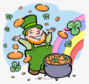 Leprechaun With Pot Of Gold Royalty Free Vector Clip - Lucky Clipart #3224593