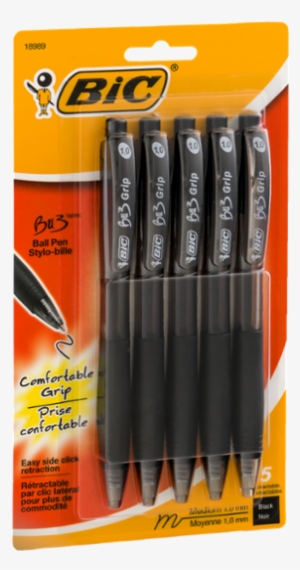 Bic Bu3 Retractable Ball Point Pens, Black, 1.0 Mm, #3229444